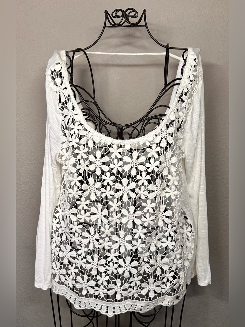 Abercrombie & Fitch White Floral Layered Tunic